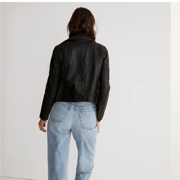 Madewell Black Leather Moto Jacket Size XL - Picture 8 of 13